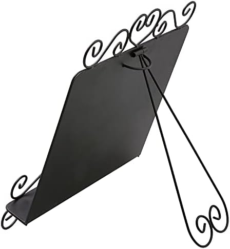 MyGift Black Metal Cookbook Stand with Heart Design