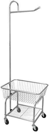 Household Essentials Rolling Laundry Cart with Hanging Bar Chrome Finish