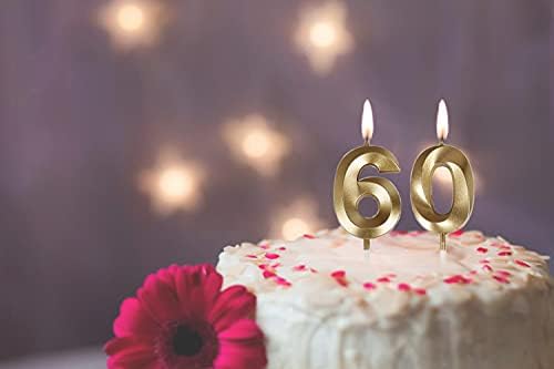 Bailym 60th Birthday Gold Number Candles Cake Topper