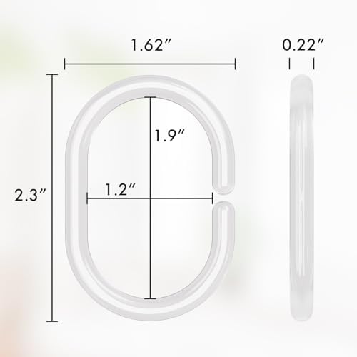 Amazer Plastic Shower Curtain Rings 24 Pcs Clear Hooks for Bathroom