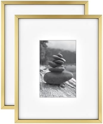 MCS Foundry Metal 8x10 Picture Frame with Brass Finish 2-Pack