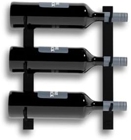 3-Bottle Black Metal Wall Wine Rack - Modern Industrial Design