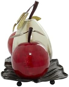 Deco 79 Red Metal Fruit Sculpture Decorative Platter