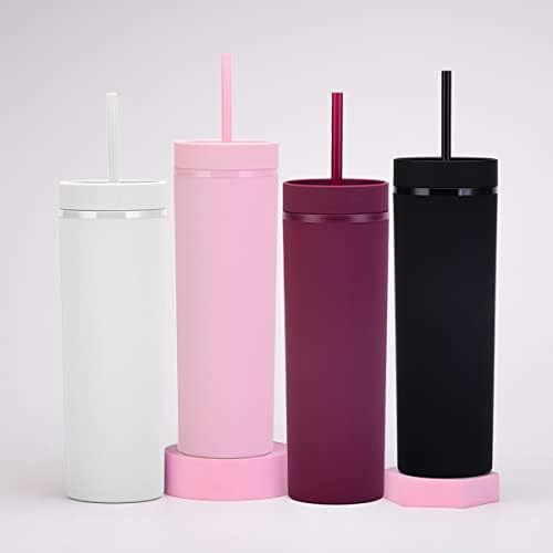 Essasea Matte Skinny Tumblers with Lids and Straws 16oz