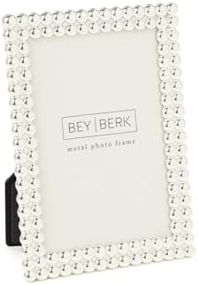 Bey-Berk Chelsea Silver-Plated Picture Frame 5x7 Beaded Design
