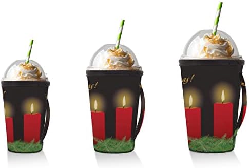 Merry Christmas Reusable Iced Coffee Cup Sleeve With Handle