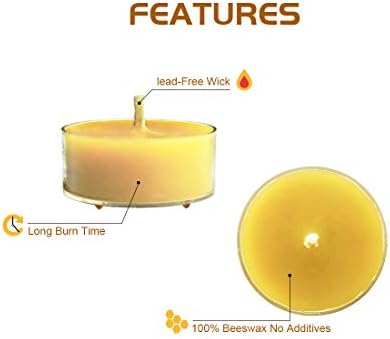 Natural Yellow Beeswax Tea Light Candles 12pcs
