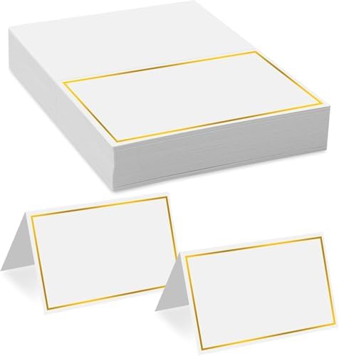 Notoke Place Cards 50Pcs Gold Foil Border Table Setting Cards