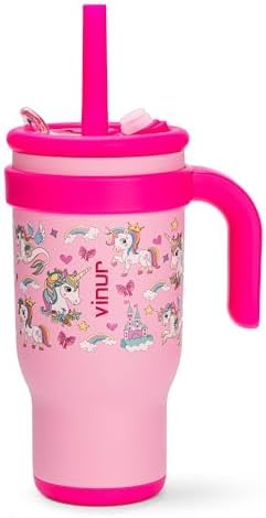 VINUR Kids Insulated Tumbler with Handle 17 oz Vacuum Straw Mug