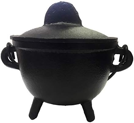 New Age Imports Cast Iron Cauldron with Handle and Lid