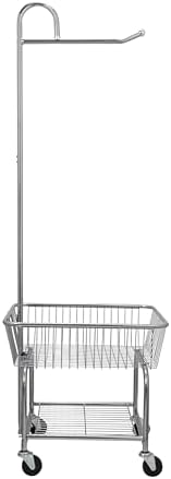 Household Essentials Rolling Laundry Cart with Hanging Bar Chrome Finish