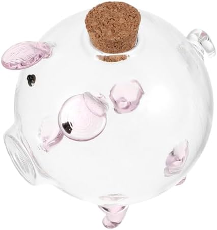 Unomor Clear Pig Shaped Glass Jar with Cork Lids