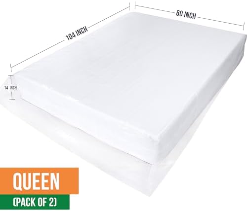 Utopia Home Queen Mattress Cover 2 Pack 4 Mil Plastic