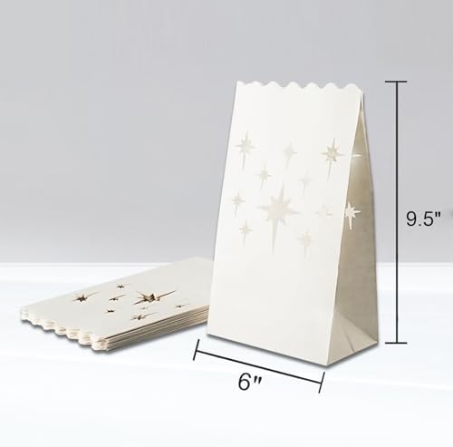 Homemory White Luminary Bags with Stars Design 24