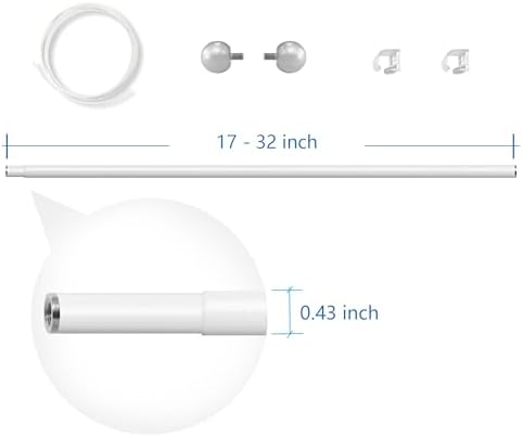Yandood Telescopic Hanging Rod for Tapestries 17-32 Inch White Silver