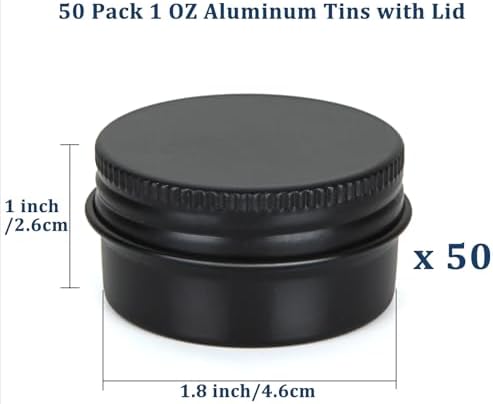 Acrux7 50 Pack 1oz Black Aluminum Tin Containers