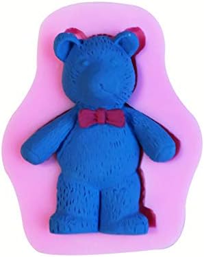 HENGKE 2 Pcs 3D Cute Bear Silicone Fondant Mold