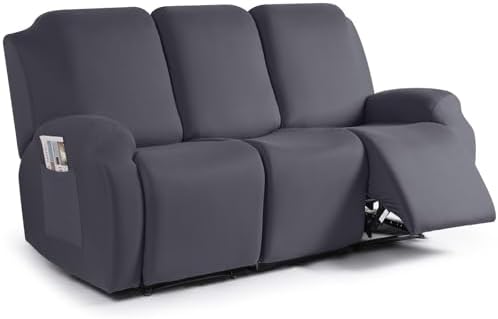 TAOCOCO 3-Piece Recliner Sofa Slipcover Dark Gray