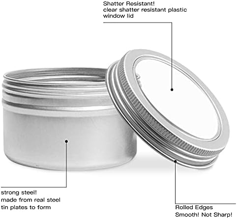 15 Piece 4oz Metal Round Tins with Clear Lids