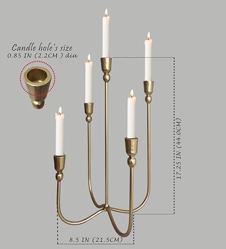 Iron Tabletop Candelabra with Brass Finish