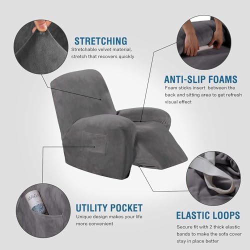 HVERSAILTEX Velvet Plush Recliner Chair Cover 1-Piece