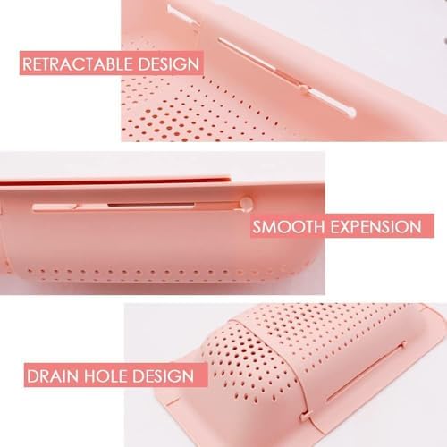 PUPZY Colander Over the Sink - Pink 8x195x28 Inches