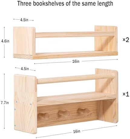 AZSKY Floating Wall Bookshelf Set of 3