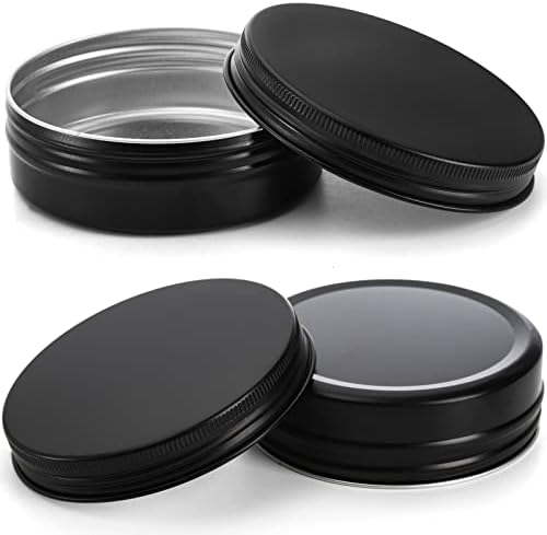Foraineam 48 Pack 4 Oz Screw Lid Black Metal Cans