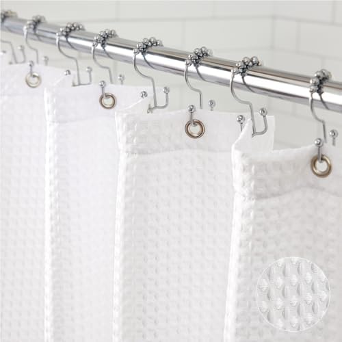 GORILLA GRIP Waffle Shower Curtain 72x72 White