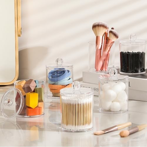 AOZITA 3 Pack Acrylic Q-Tip Holder Dispenser Set