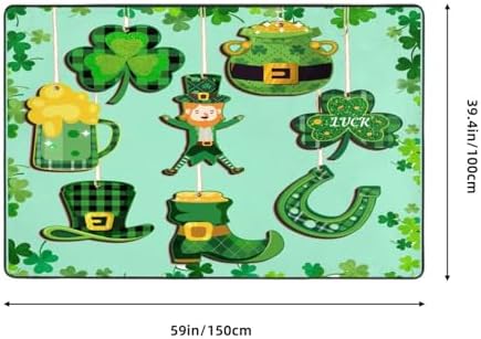 St Patrick Day Carpet Floor Mat 60x39in Washable Flannel Rug Pad