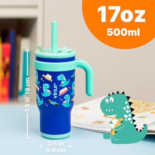 VINUR Kids Tumbler with Handle and Straw Lid 17oz