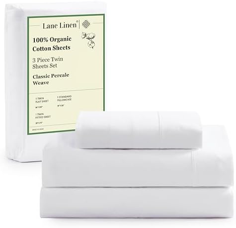Lane Linen 100 Organic Cotton Twin Sheets Set 3Pc