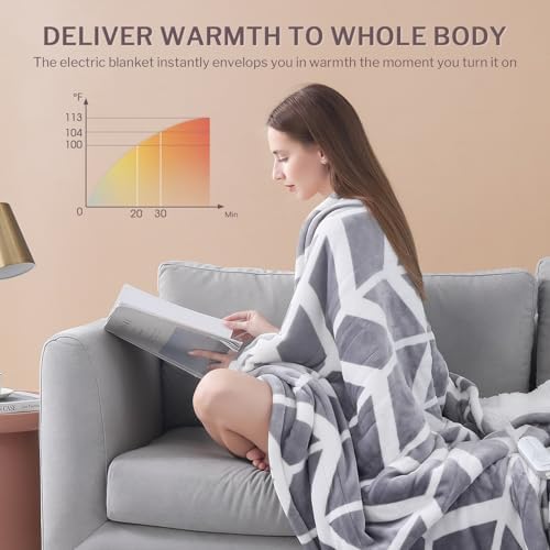 VENTIMI Heated Throw Blanket 50x60 Inch with 5 Heat Levels