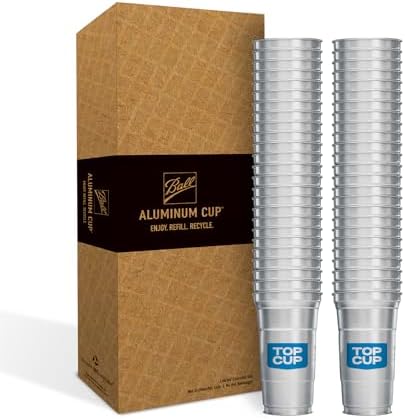 Top Cup by Ball 12 Ounce Reusable Aluminum Cups 50 Count