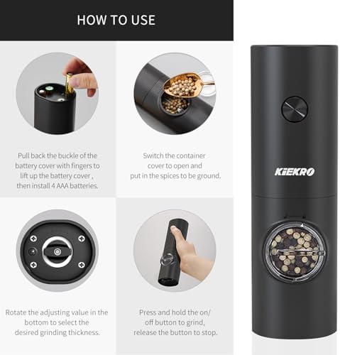 KIEKRO Electric Salt and Pepper Grinder Set
