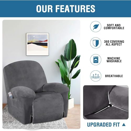 HVERSAILTEX Velvet Plush Recliner Chair Cover 1-Piece