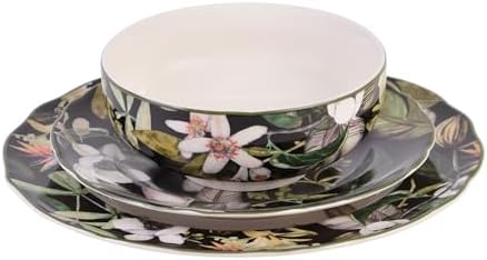 222 Fifth Borneo Black 12-Piece Dinnerware Set