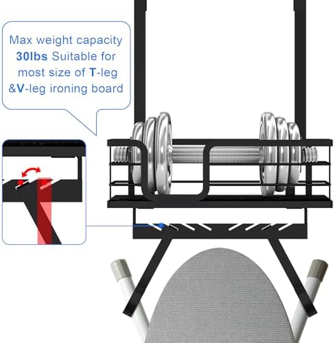 TJMOREE Wall Mount Ironing Board Hanger with Storage Shelf