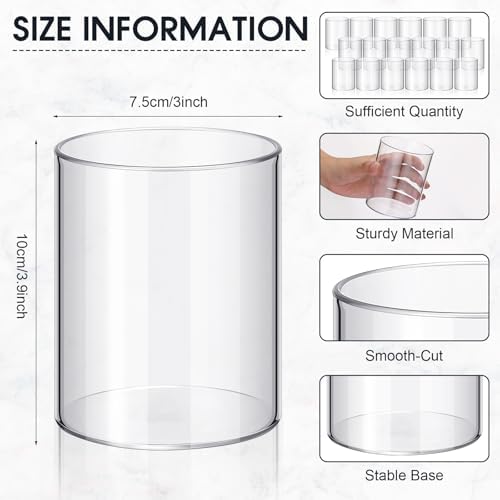 Vesici 20 Pcs Clear Plastic Cylinder Vases 4 Inch