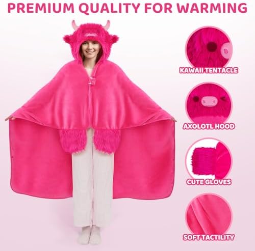 Ultimate Softness Highland Cow Hoodie Blanket - Cozy Flannel Wearable Blanket for Women