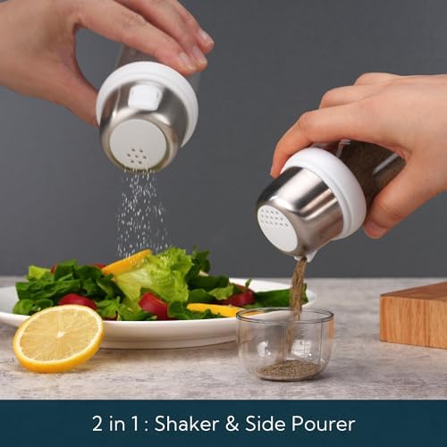 KTCHENDAO 2 in 1 Glass Salt Pepper Shaker Set 4oz White