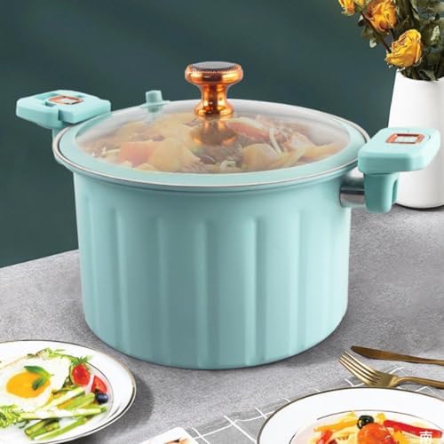 VKEID Cast Iron Stock Pot with Glass Lid and Dual Handles