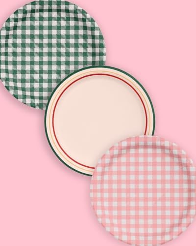 XO Fetti Camp Gingham Paper Plates 24pk 9 Inch