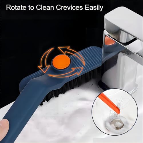 2Pcs Hard Bristle Crevice Cleaning Brush with Rotating Handle
