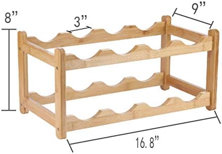 Homevany 8 Bottle 2-Tier Bamboo Wine Rack Space Saving
