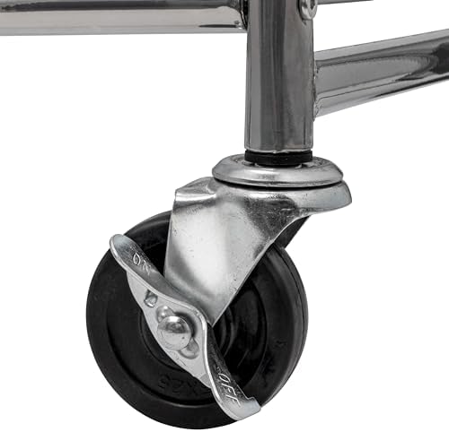 Household Essentials Rolling Laundry Cart with Hanging Bar Chrome Finish