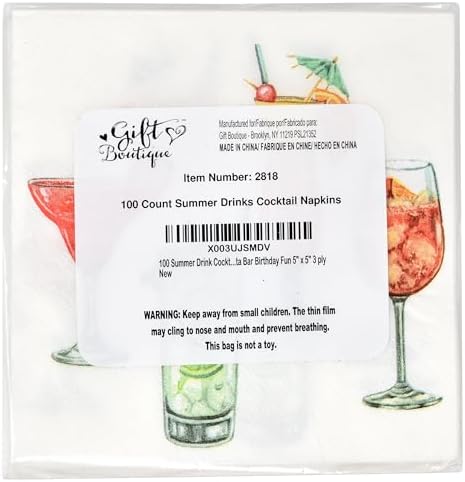 Gift Boutique 100 Count Cocktail Napkins for Summer Parties