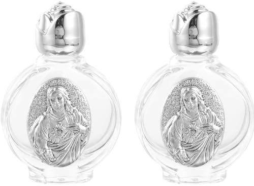 VOSAREA 2 Pack Glass Holy Water Bottles with Silver Cap