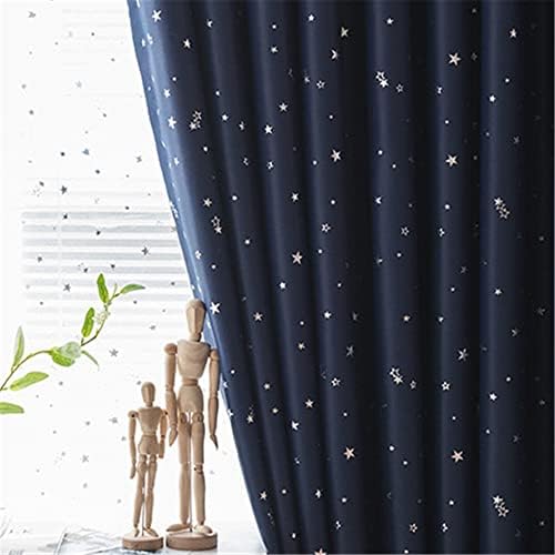 WPKIRA Grommet Top Door Curtain Navy Stars Printed